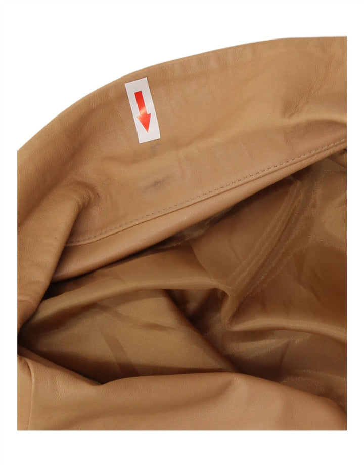 Vintage Womens 3 Button Leather Blazer Jacket IT 46 Large Beige Leather