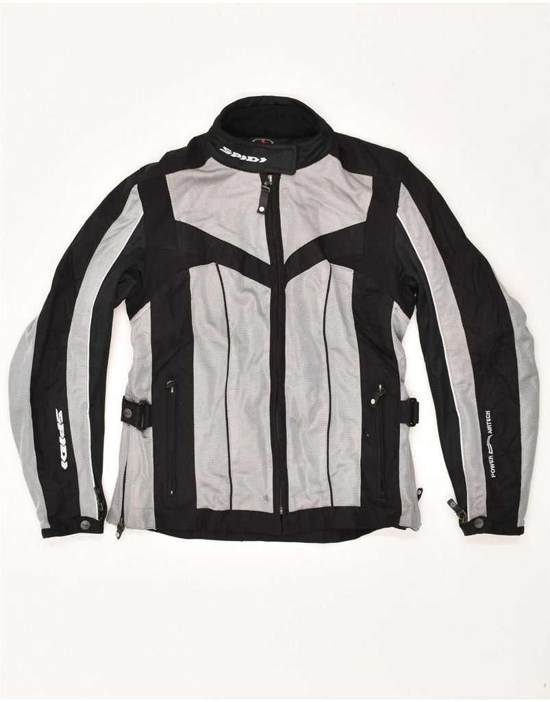 SPIDI Womens Racer Jacket UK 10 Small Grey Colourblock Vintage Spidi and Second-Hand Spidi from Messina Hembry 