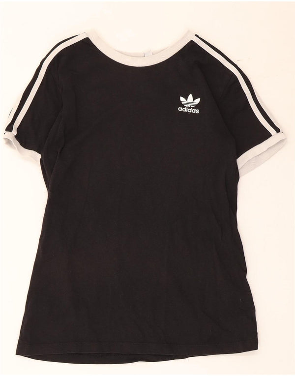 Adidas Womens T-Shirt Top UK 12 Medium Black Colourblock Cotton