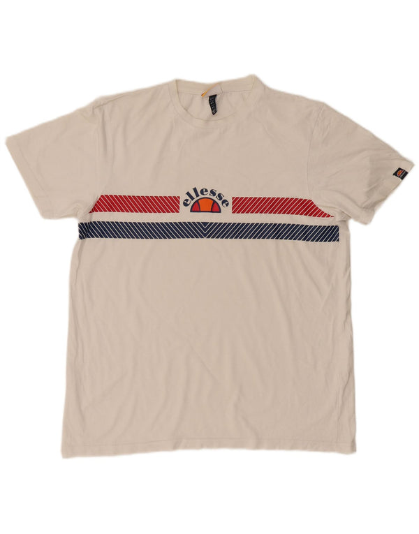 ELLESSE Mens T-Shirt Top Large White Colourblock