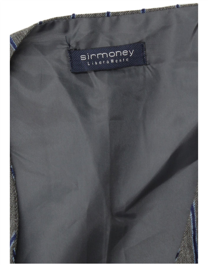Sirmoney Mens Waistcoat XL Grey Striped Polyester