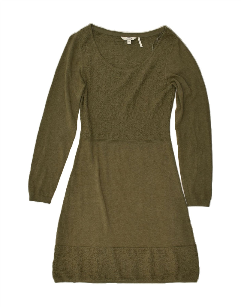 FAT FACE Womens Long Sleeve Jumper Dress UK 10 Small Green Cotton | Vintage Fat Face | Thrift | Second-Hand Fat Face | Used Clothing | Messina Hembry 