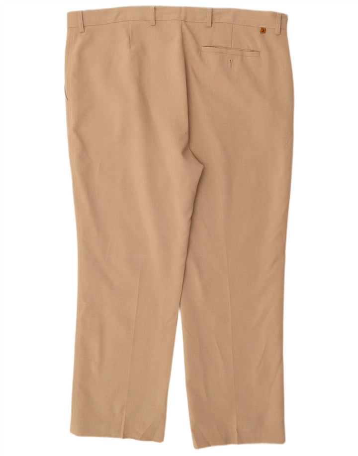Farah Mens Straight Chino Trousers W42 L29 Beige Polyester