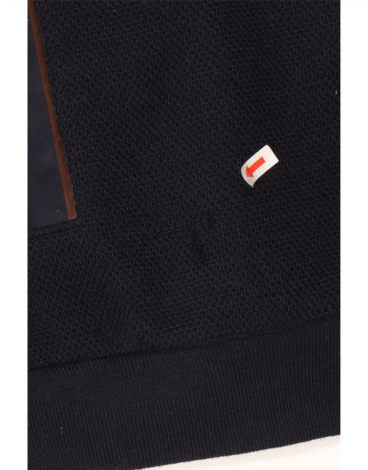 Breidhof Mens Knit Bomber Jacket EU 54 2XL Navy Blue Wool