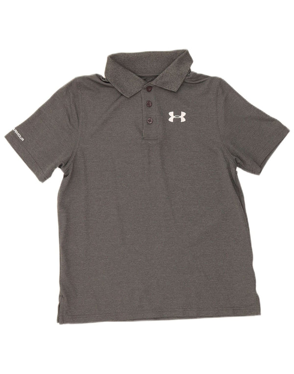 Under Armour Boys Heat Gear Polo Shirt 11-12 Years Large Grey Polyester
