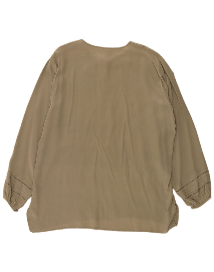 Diana Bentalls Womens Blouse Top IT 48 XL Khaki Silk