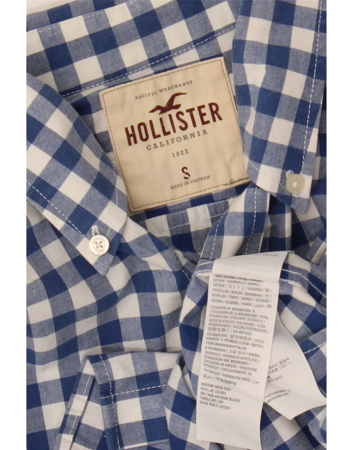 HOLLISTER Mens Shirt Small Navy Blue Gingham Cotton