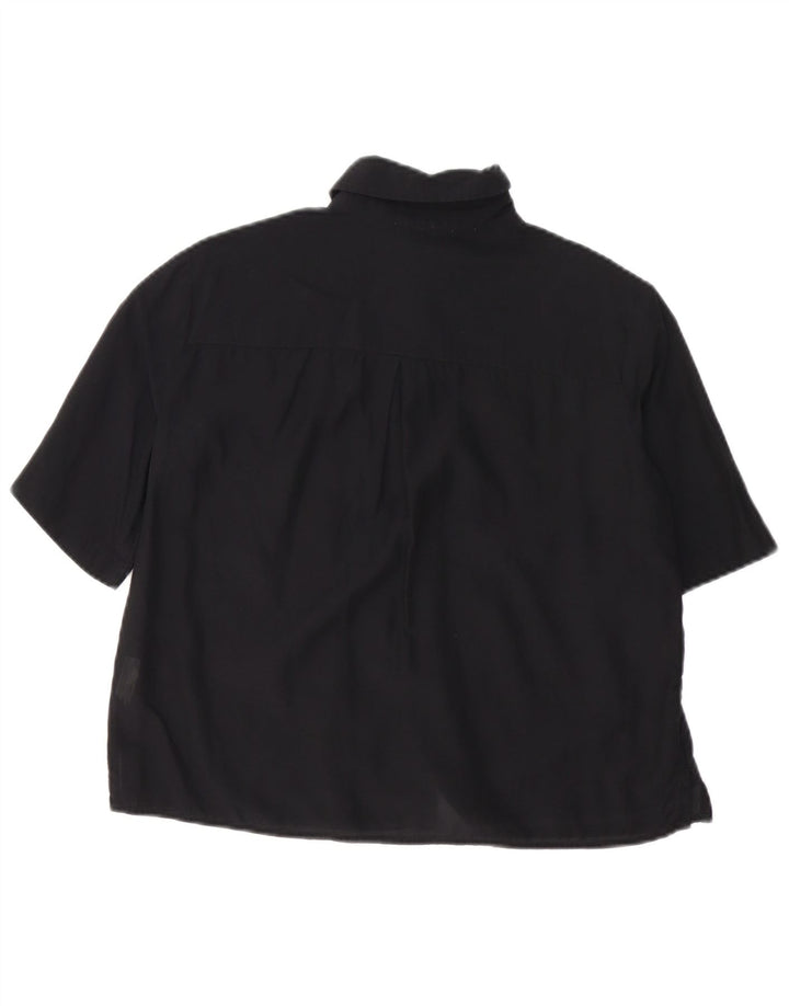 Benetton Womens Short Sleeve Oversized Shirt UK 10 Small Black Cotton