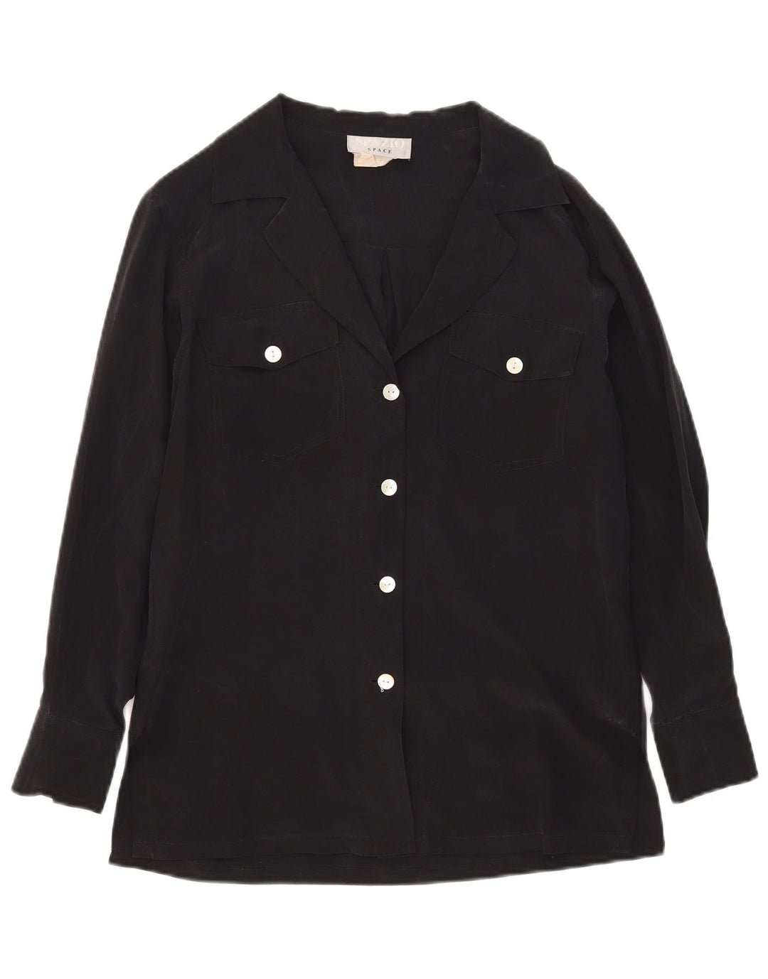 Spazio Womens Oversized Shirt Blouse UK 10 Small Black Silk