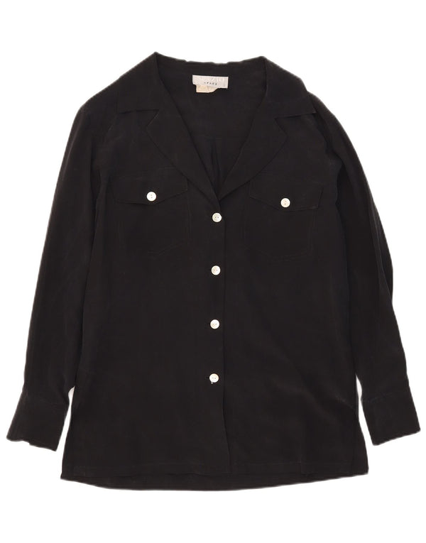 Spazio Womens Oversized Shirt Blouse UK 10 Small Black Silk