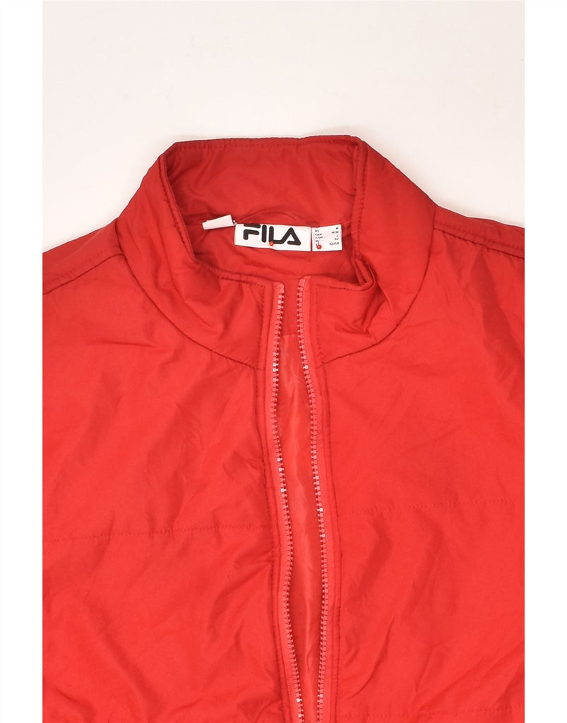 FILA Mens Graphic Padded Jacket UK 40 Large Red Polyester | Vintage Fila | Thrift | Second-Hand Fila | Used Clothing | Messina Hembry 