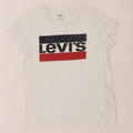 LEVI'S Womens Graphic T-Shirt Top UK 10 Small White Cotton Vintage Levi's and Second-Hand Levi's from Messina Hembry 