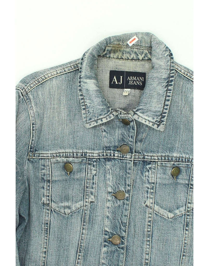 ARMANI JEANS Womens Crop Denim Jacket UK 16 Large Blue | Vintage Armani Jeans | Thrift | Second-Hand Armani Jeans | Used Clothing | Messina Hembry 