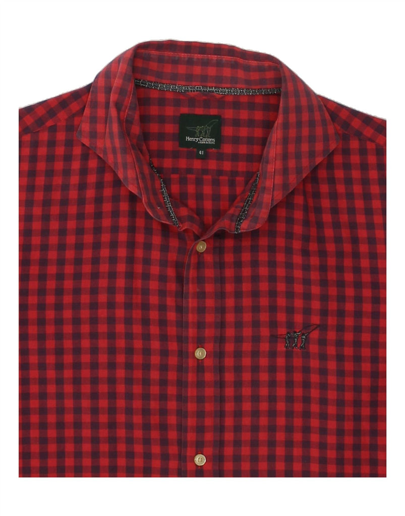HENRY COTTONS Mens Shirt Size 41 Medium Red Gingham Cotton | Vintage Henry Cottons | Thrift | Second-Hand Henry Cottons | Used Clothing | Messina Hembry 