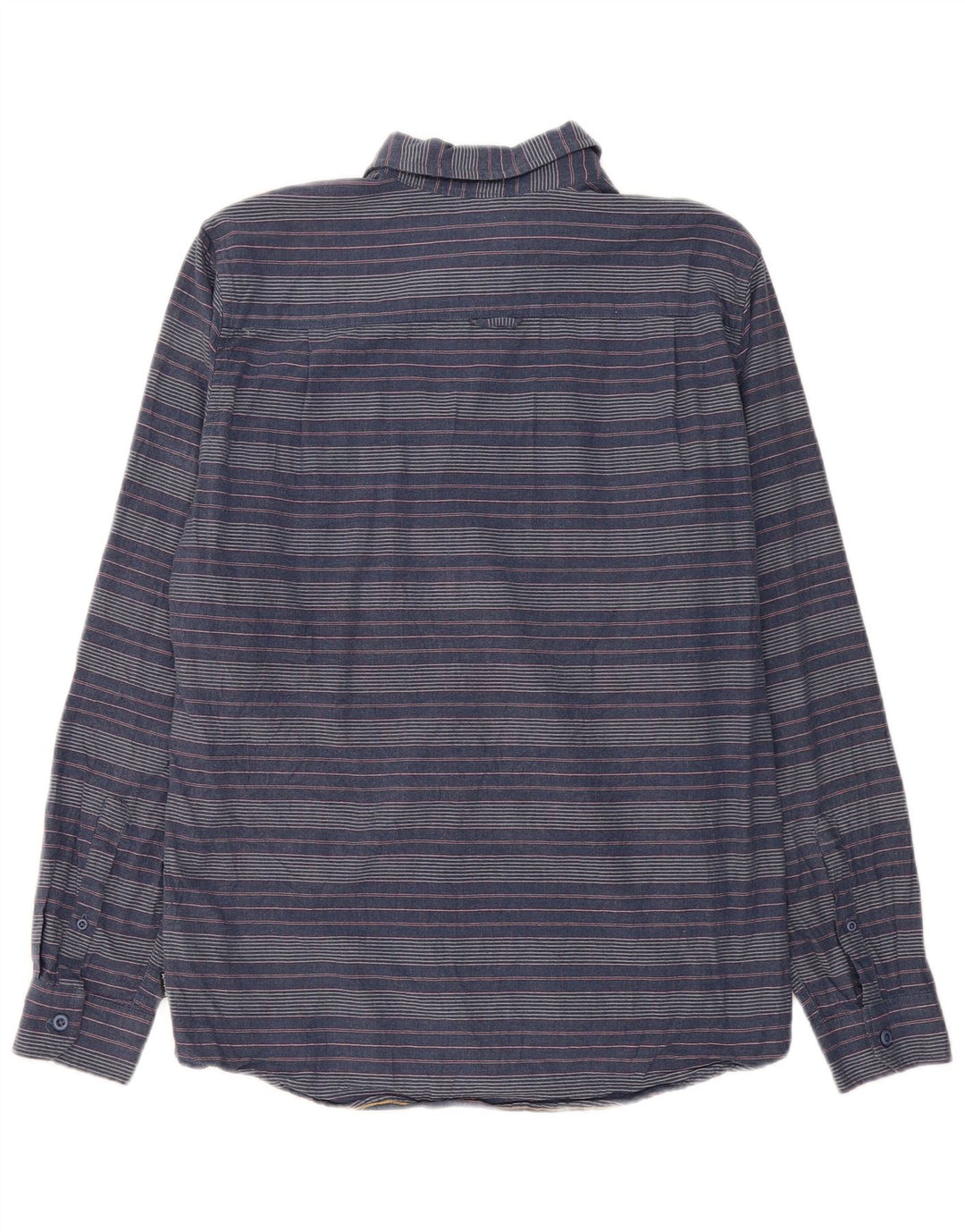 Hurley Mens Classic Fit Flannel Shirt Medium Navy Blue Striped Cotton