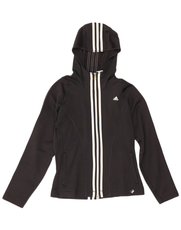 Adidas Womens Climawarm Zip Hoodie Sweater UK 10 Small Black Polyester