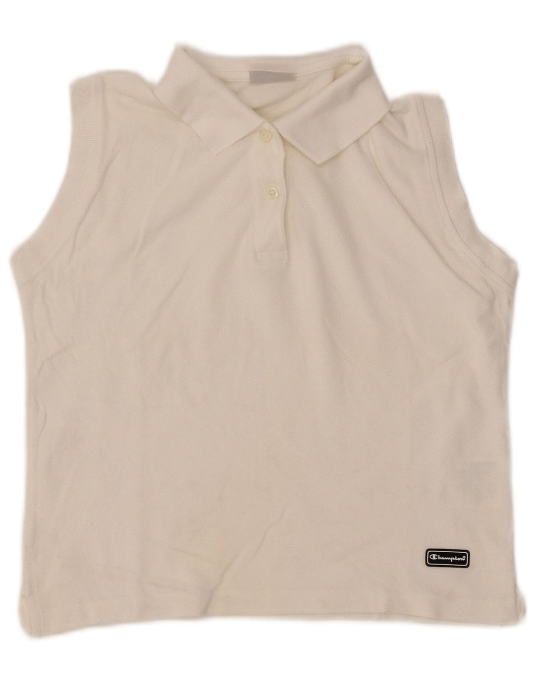CHAMPION Womens Crop Sleeveless Polo Shirt UK 16 Large White Cotton