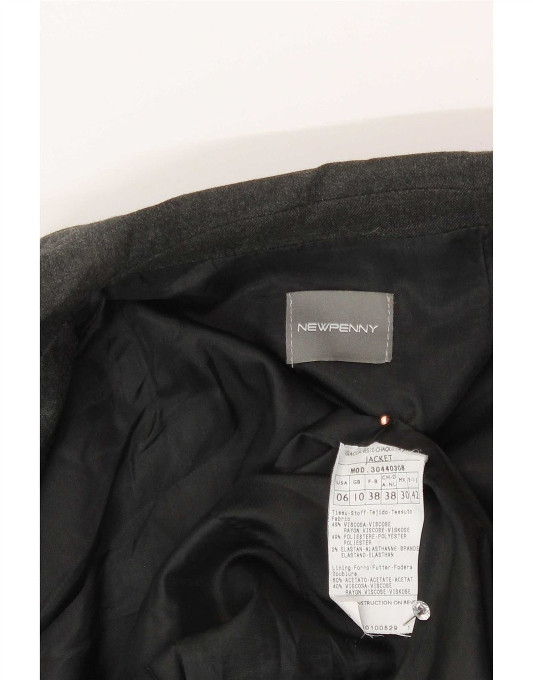 New Penny Womens 2 Button Blazer Jacket UK 10 Small Grey Viscose