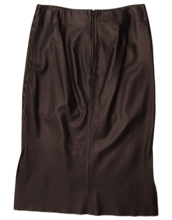 Vintage Womens High Waist Leather Skirt IT 48 XL W32  Black