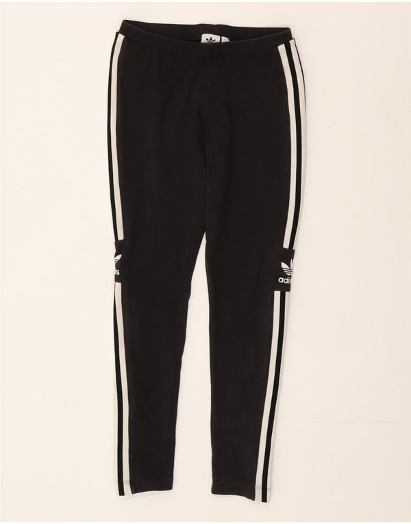 Adidas Womens Graphic Leggings UK 10 Small  Black Cotton