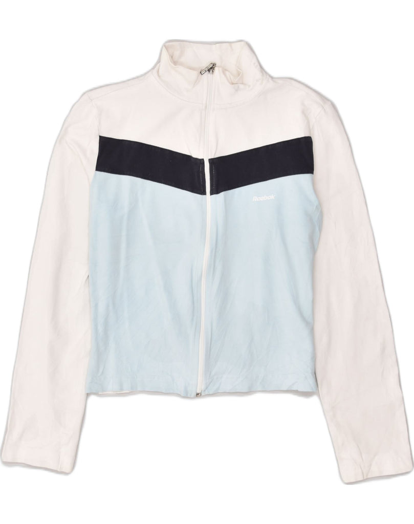 REEBOK Girls Tracksuit Top Jacket 15-16 Years White Colourblock Polyester | Vintage Reebok | Thrift | Second-Hand Reebok | Used Clothing | Messina Hembry 