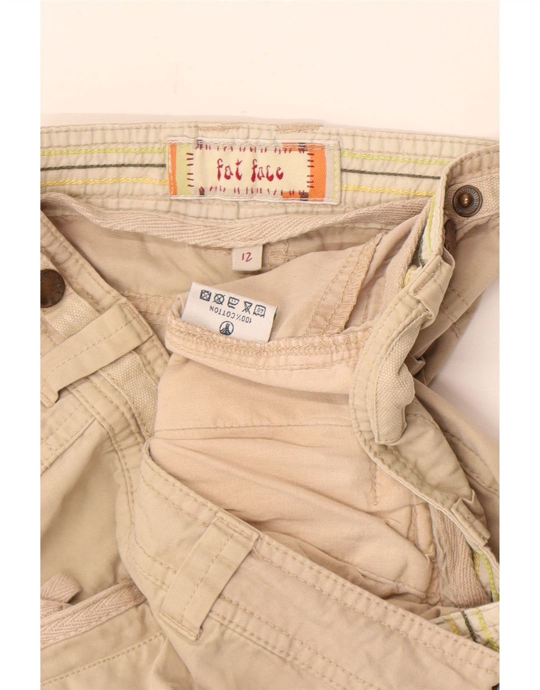 Fat Face Womens Cargo Bermuda Shorts UK 12 Medium W32 Beige Cotton
