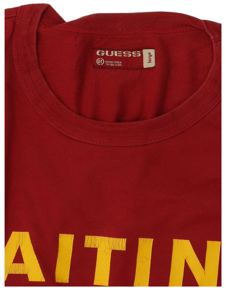 Guess Mens Graphic T-Shirt Top Large Red Cotton