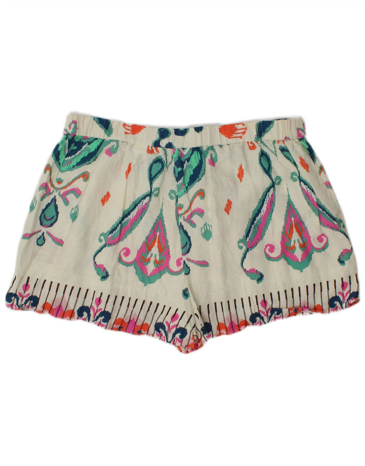 Zara Womens Hot Pants 2XL W38  White Ikat Linen
