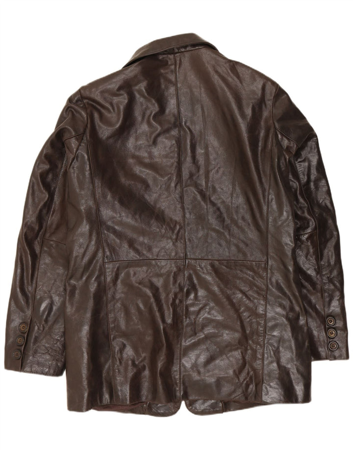 Heeli Mens Leather Jacket UK 42 XL Brown Leather
