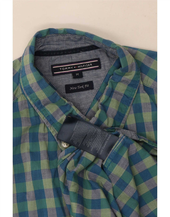 Tommy Hilfiger Mens New York Fit Shirt Medium Blue Gingham Cotton