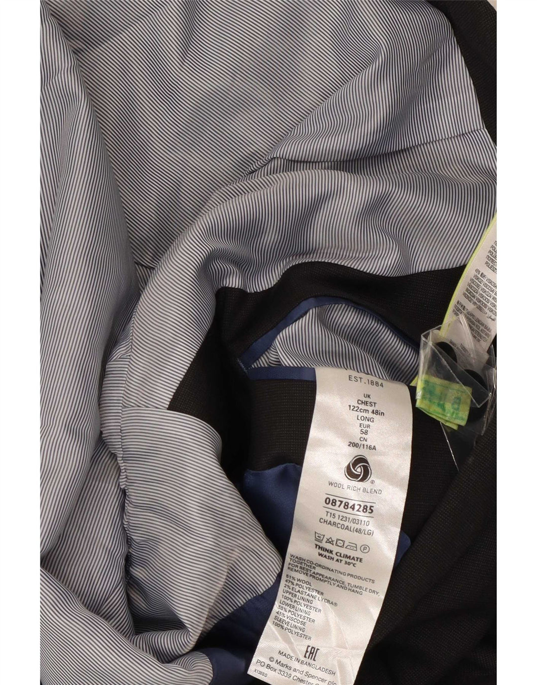 Marks & Spencer Mens 2 Button Blazer Jacket UK 48 2XL Grey Wool