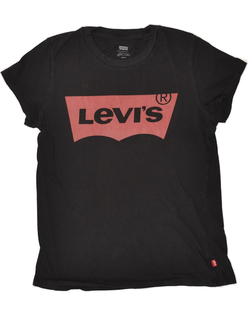 LEVI'S Womens Graphic T-Shirt Top UK 10 Small Black Cotton | Vintage Levi's | Thrift | Second-Hand Levi's | Used Clothing | Messina Hembry 