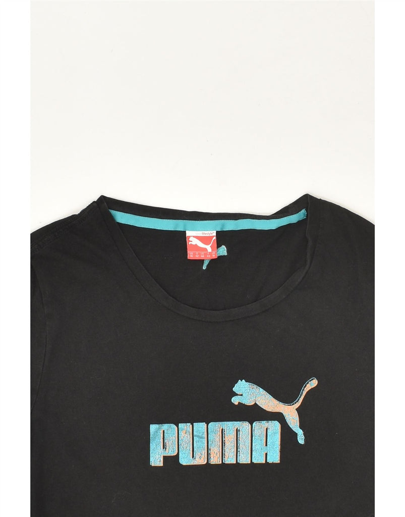 PUMA Womens Graphic T-Shirt Top UK 16 Large Black Cotton | Vintage Puma | Thrift | Second-Hand Puma | Used Clothing | Messina Hembry 