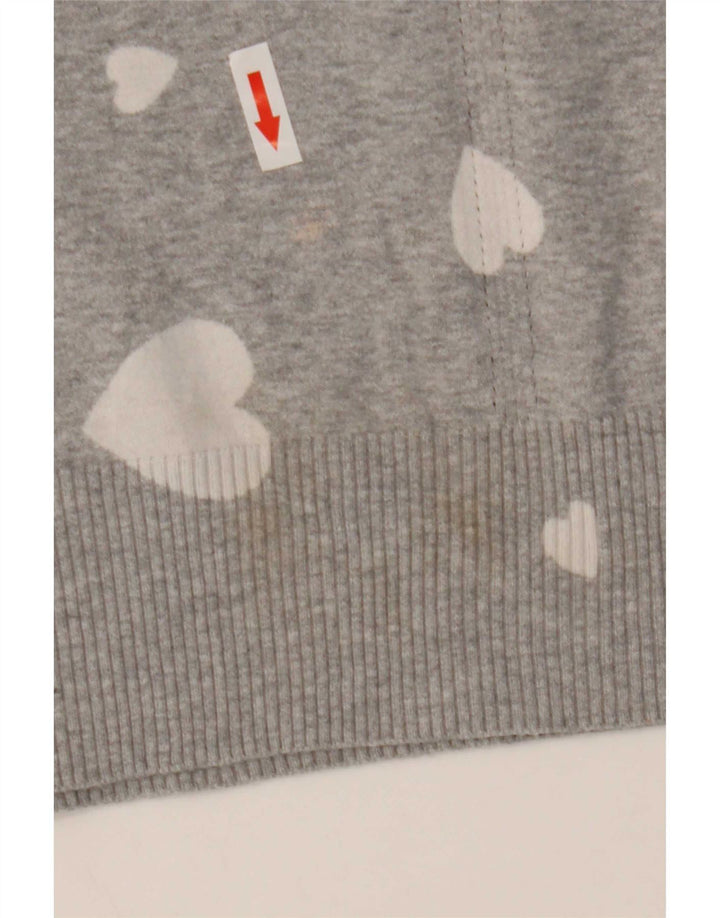 Marks & Spencer Womens Crew Neck Jumper Sweater UK 14 Medium Grey Heart