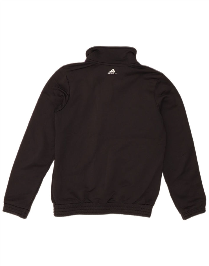 Adidas Girls Graphic Tracksuit Top Jacket 9-10 Years Black Polyester