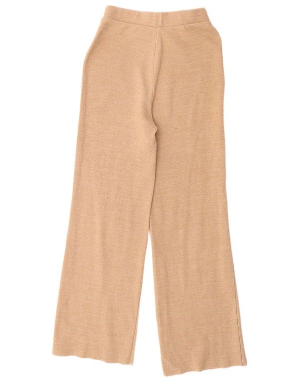 Zara Womens Knit Wide Leg Tracksuit Trousers UK 10 Small  Beige