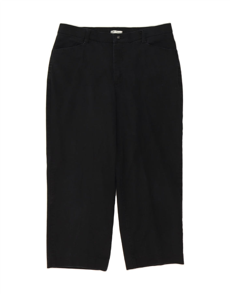 LEE Womens Straight Cropped Trousers US 14 XL W34 L24 Black Cotton Vintage Lee and Second-Hand Lee from Messina Hembry 
