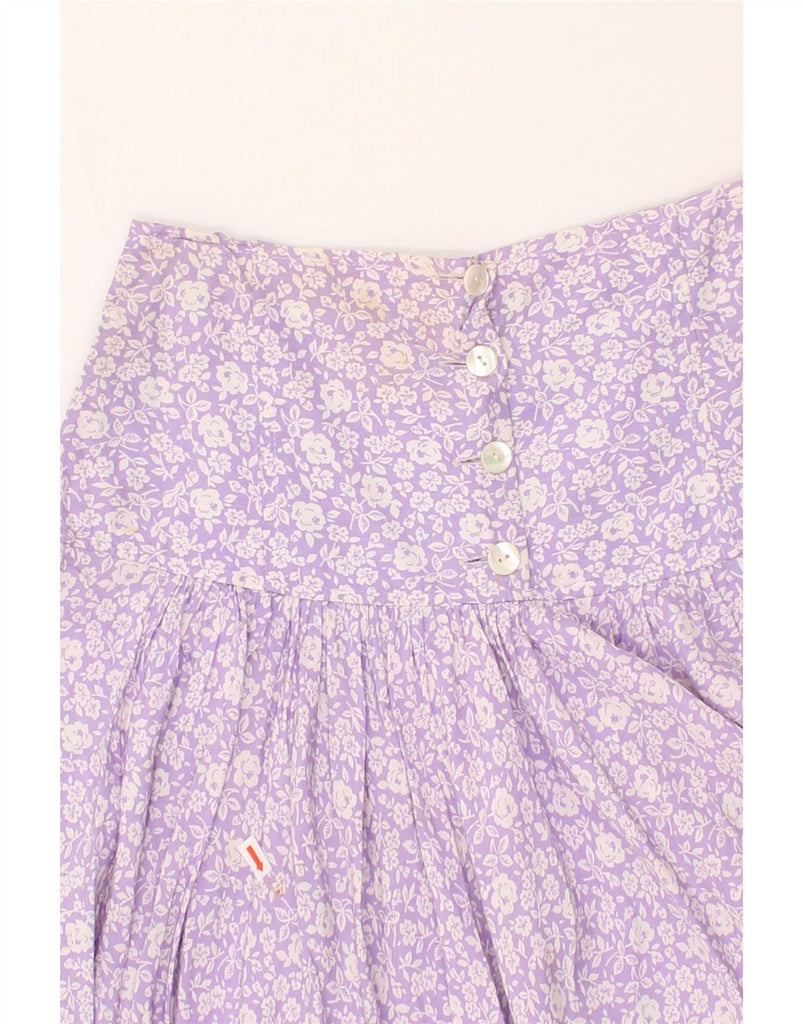 VINTAGE Womens High Waist Pleated Skirt Small W26  Purple Floral Viscose Vintage Vintage and Second-Hand Vintage from Messina Hembry 