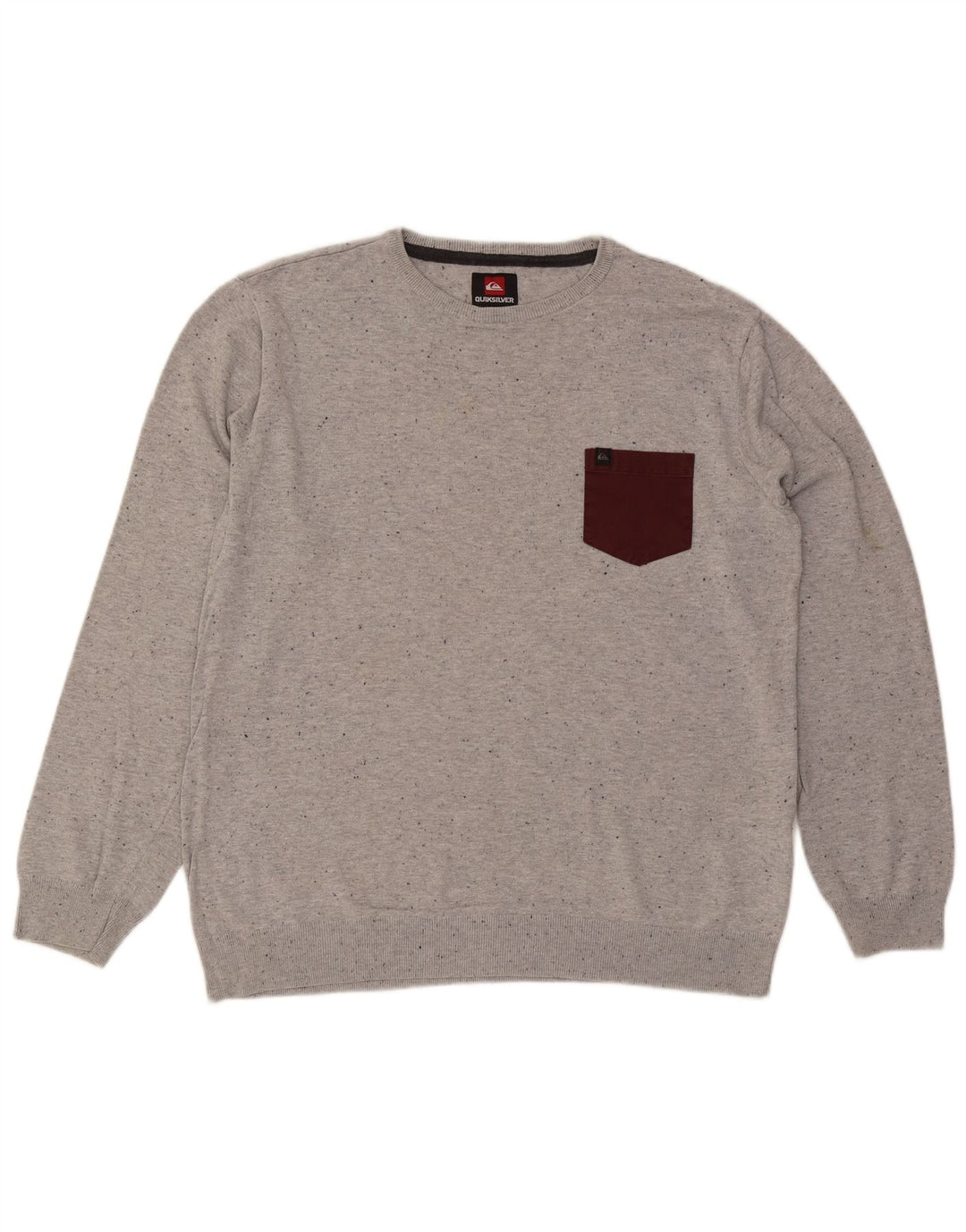 Quiksilver Mens Crew Neck Jumper Sweater XL Grey Cotton