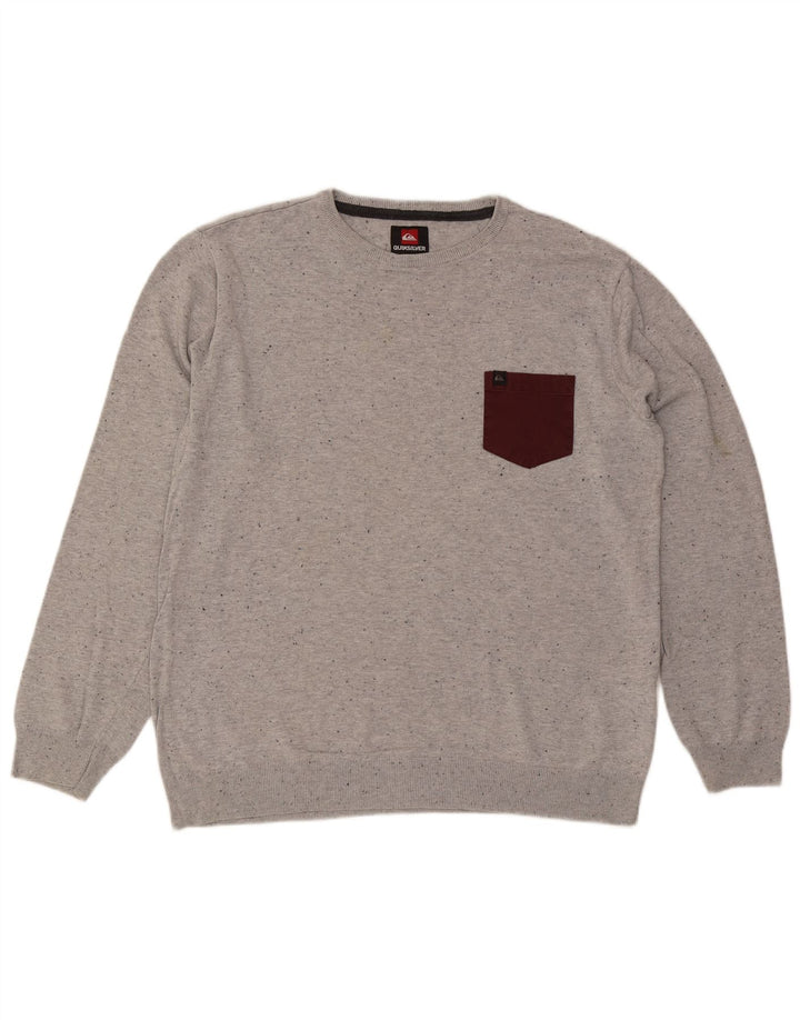Quiksilver Mens Crew Neck Jumper Sweater XL Grey Cotton