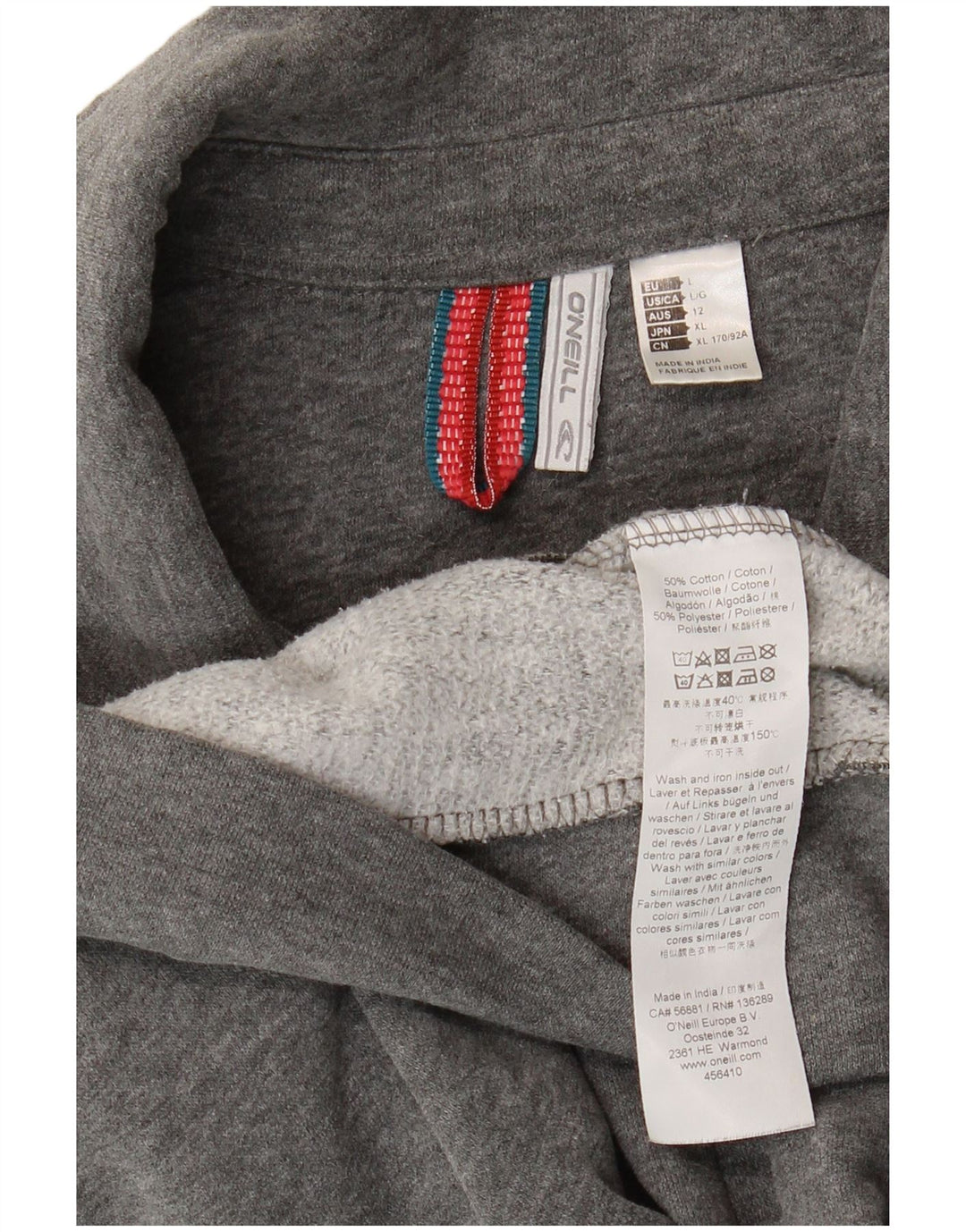 O'Neill Womens Tracksuit Top Jacket UK 14 Large Grey Flecked Cotton