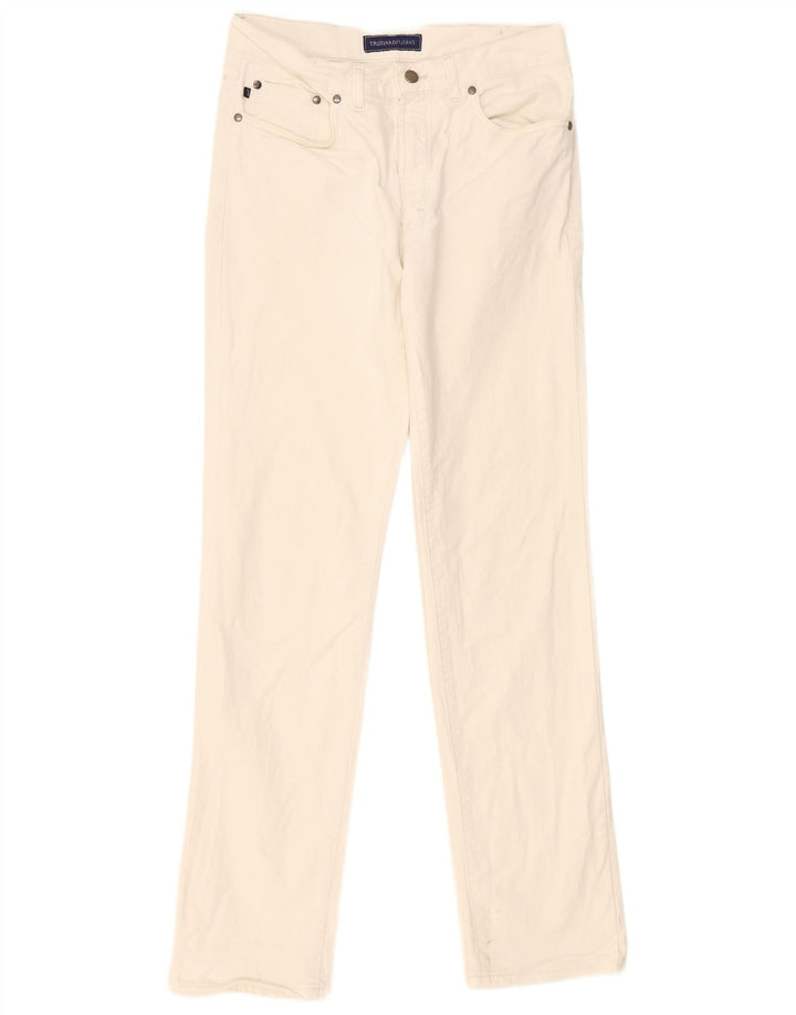 TRUSSARDI Mens Straight Jeans W33 L33 White Cotton