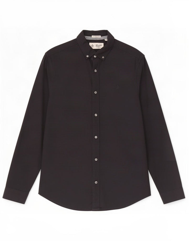 Penguin Mens Heritage Slim Fit Shirt Medium Navy Blue Cotton