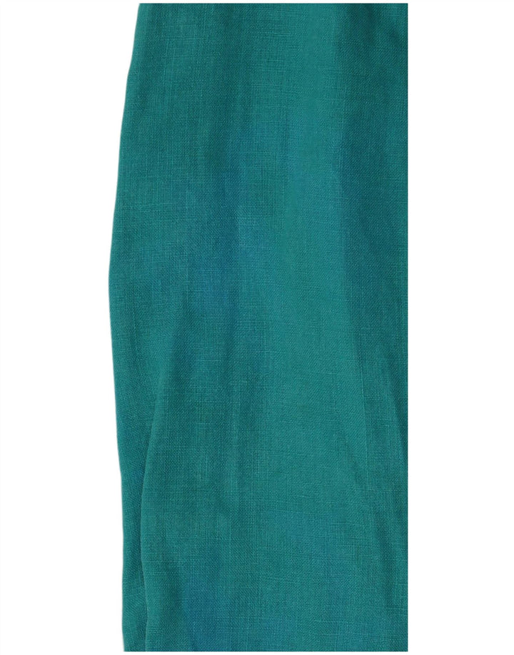 RALPH LAUREN Womens Long Sleeve Blouse Top UK 14 Medium Turquoise Linen