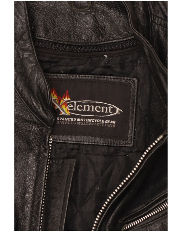 Xelement Mens Leather Biker Jacket UK 40 Large Black Leather
