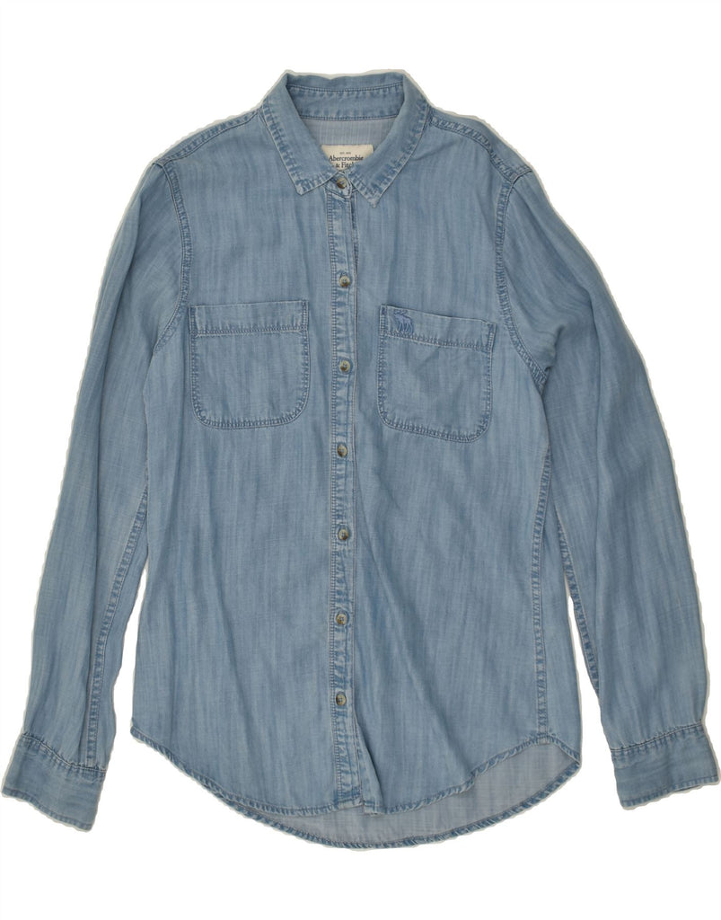 ABERCROMBIE & FITCH Womens Denim Shirt UK 10 Small Blue Lyocell Vintage Abercrombie & Fitch and Second-Hand Abercrombie & Fitch from Messina Hembry 