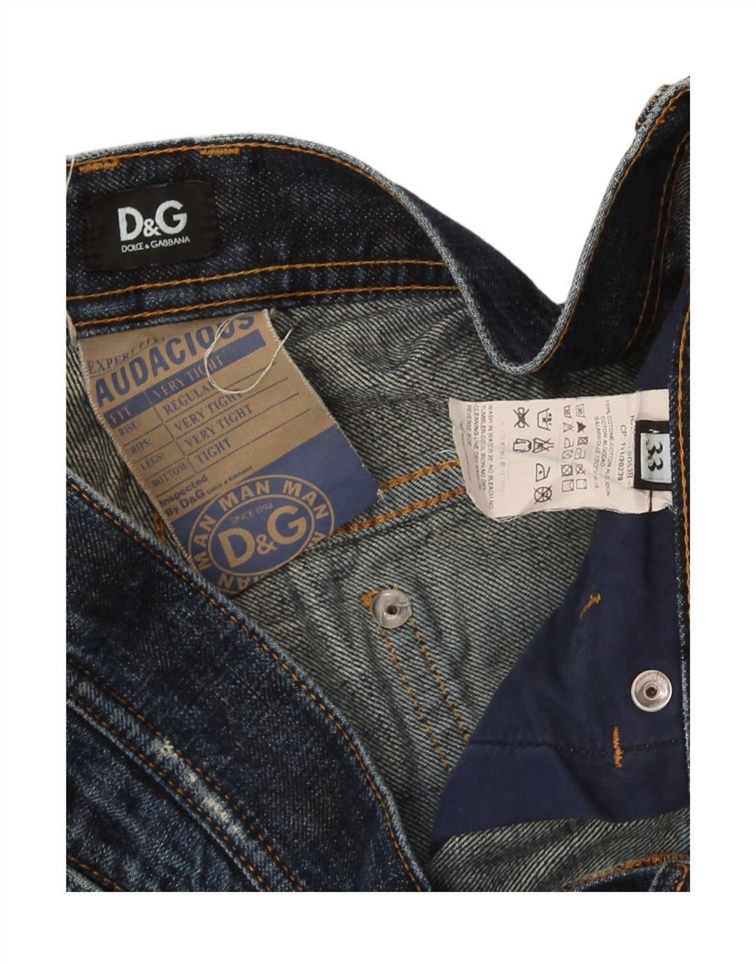 Dolce & Gabbana Mens Distressed Slim Jeans W33 L34 Navy Blue Cotton