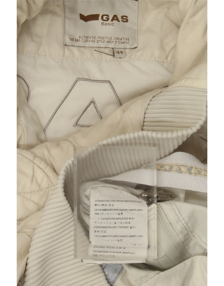 Gas Womens Hooded Padded Jacket IT 44 Medium Off White Polyamide