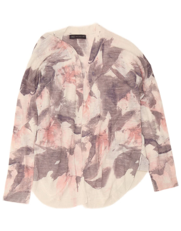 Marks & Spencer Womens Abstract Pattern Cardigan Sweater UK 14 Medium Pink