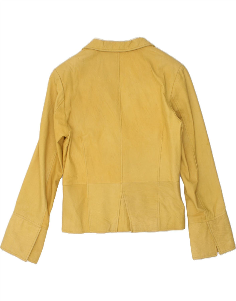 LES BOULEVARDS Womens Leather Jacket IT 46 Large Yellow Leather | Vintage Les Boulevards | Thrift | Second-Hand Les Boulevards | Used Clothing | Messina Hembry 